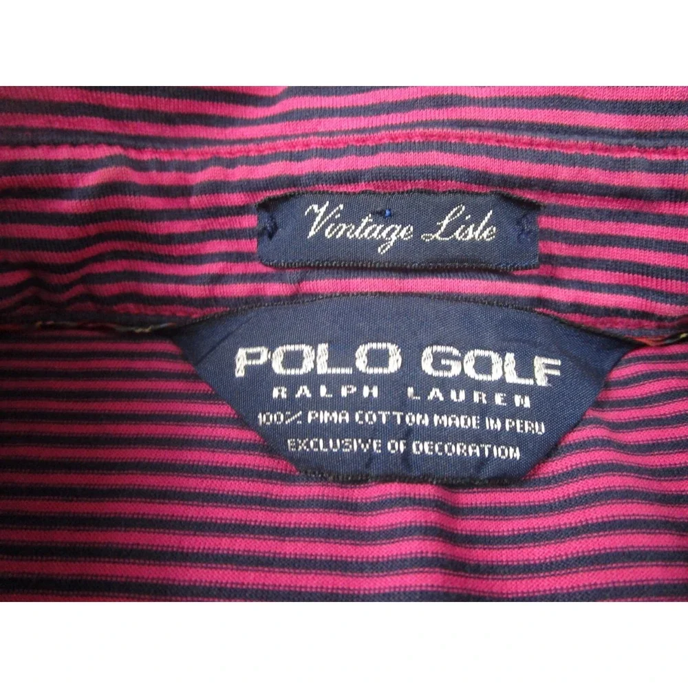Polo Ralph Lauren Shirt Mens XL‎ Pink Striped Golf Short Sleeve Preppy